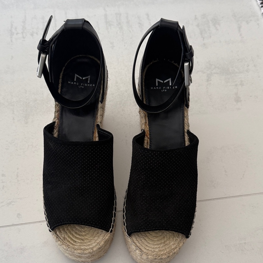 Marc Fisher Black Espadrille wedges